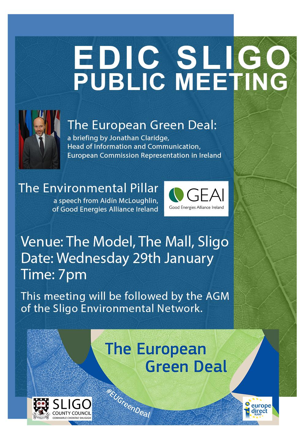 EDIC Sligo Poster for European Green Deal Briefing January 29th 2020