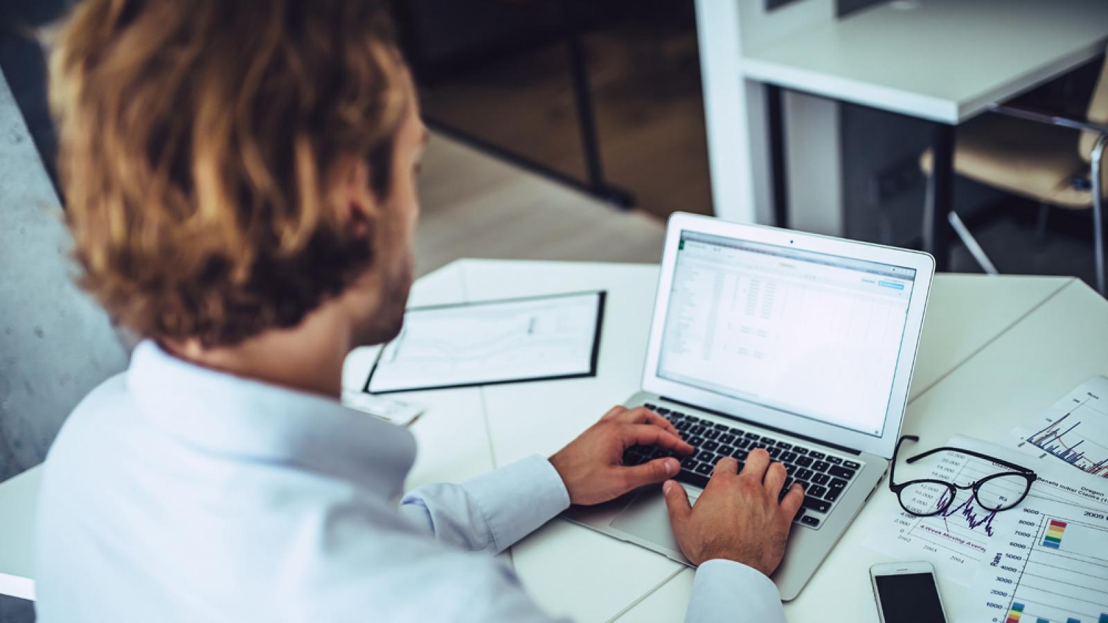 Man working on laptop
