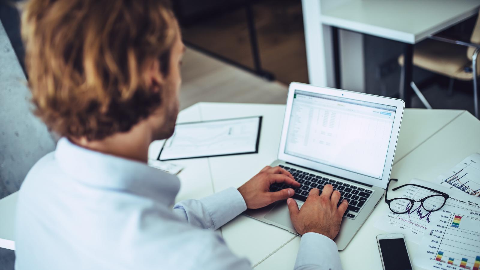 Man working on laptop